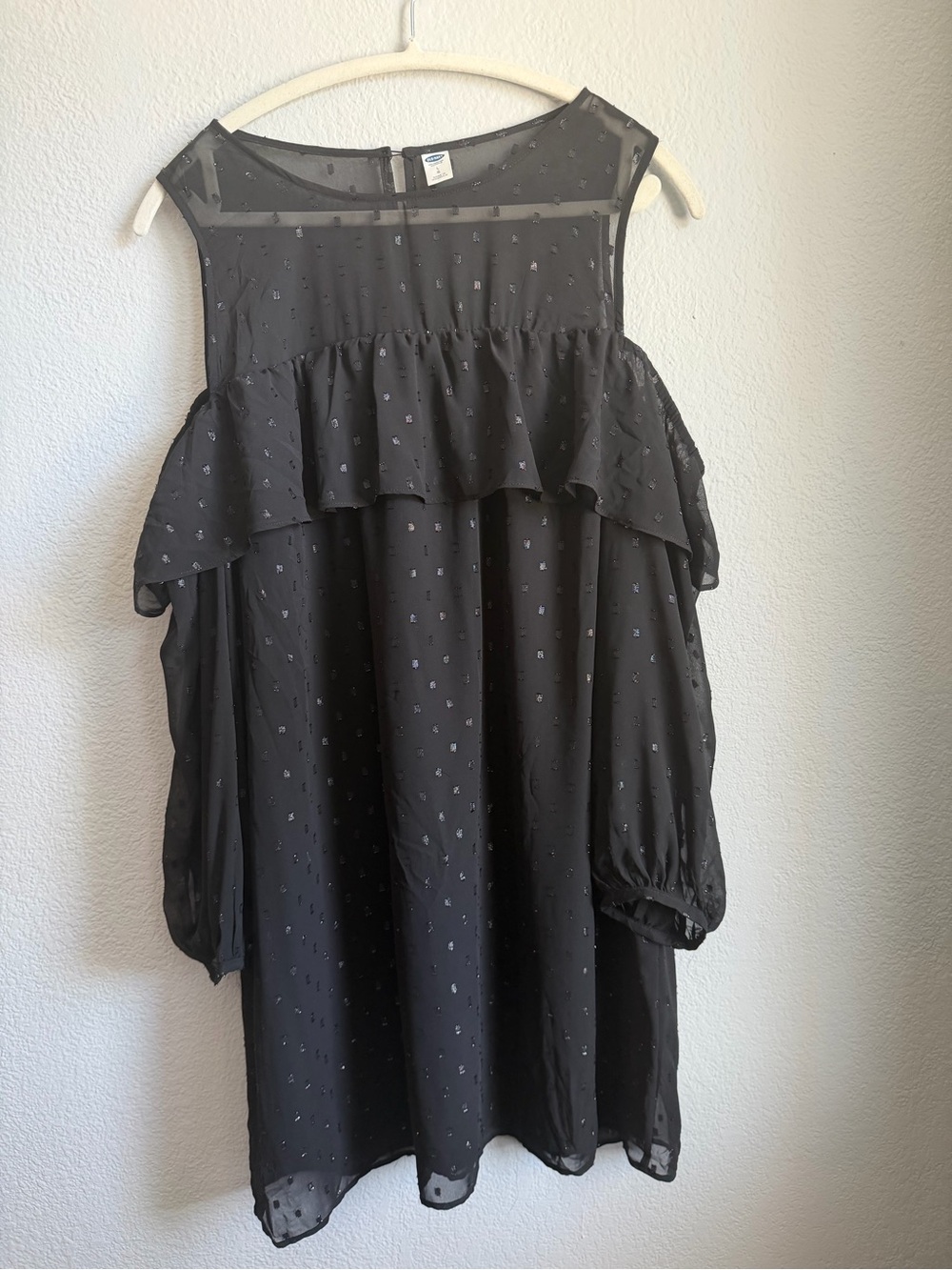 Old Navy Black Ruffle Cold-Shoulder Dress